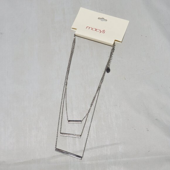Macy’s 3-Row Silver Chain Necklace - Picture 2 of 6